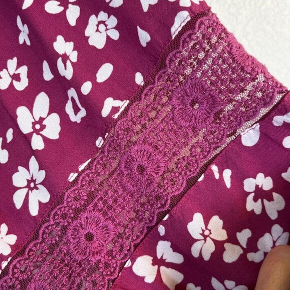 Lane Bryant Pink and White Floral Long Sleeve Lace Accent Tunic Blouse Size 20‎ - Picture 4 of 9